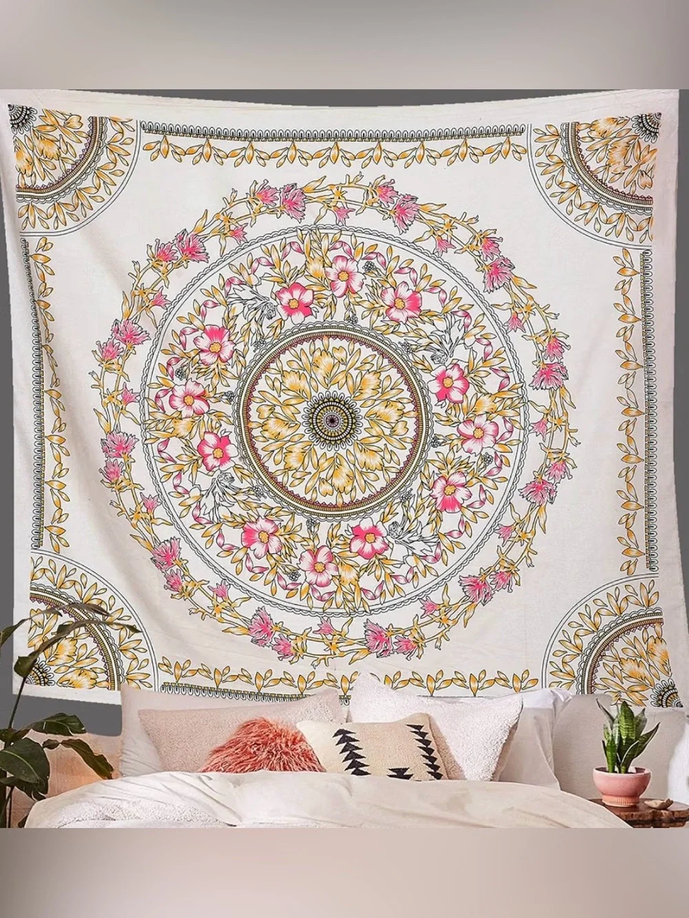 Boho Floral Mandala Wall Tapestry